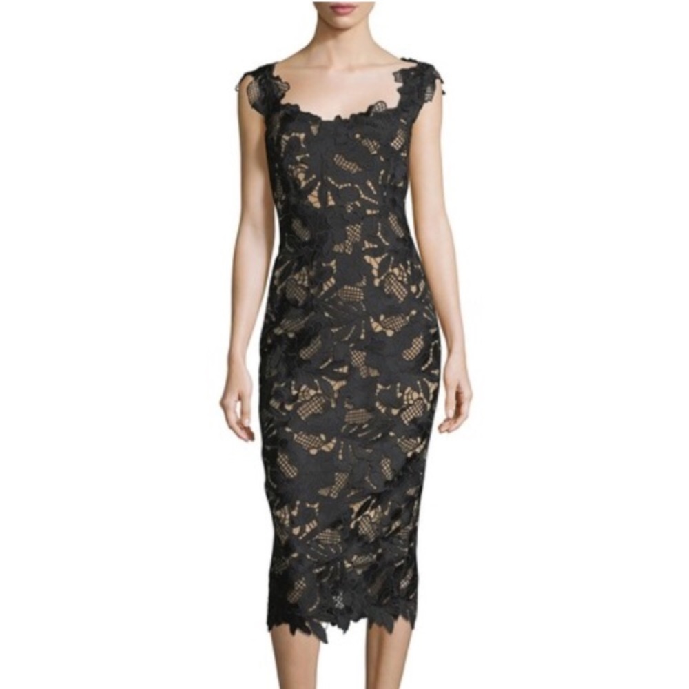 SOLD Lela Rose Lace Guipure Midi Dress - Picture 1 of 6